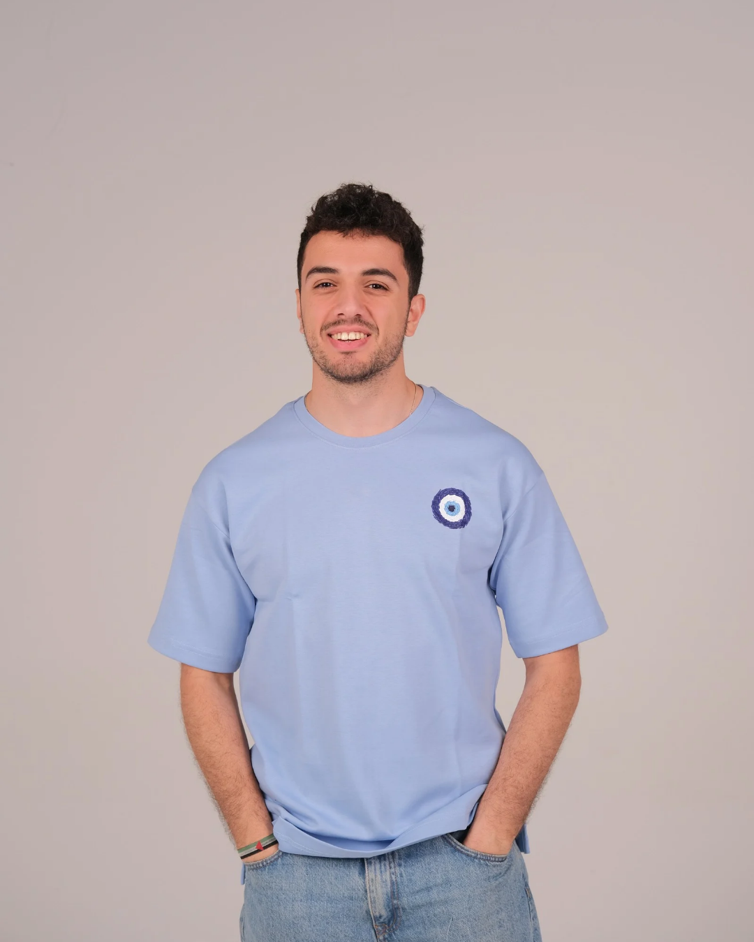 Evil Eye T-shirt in Light Blue