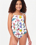White Ruffles Tankini