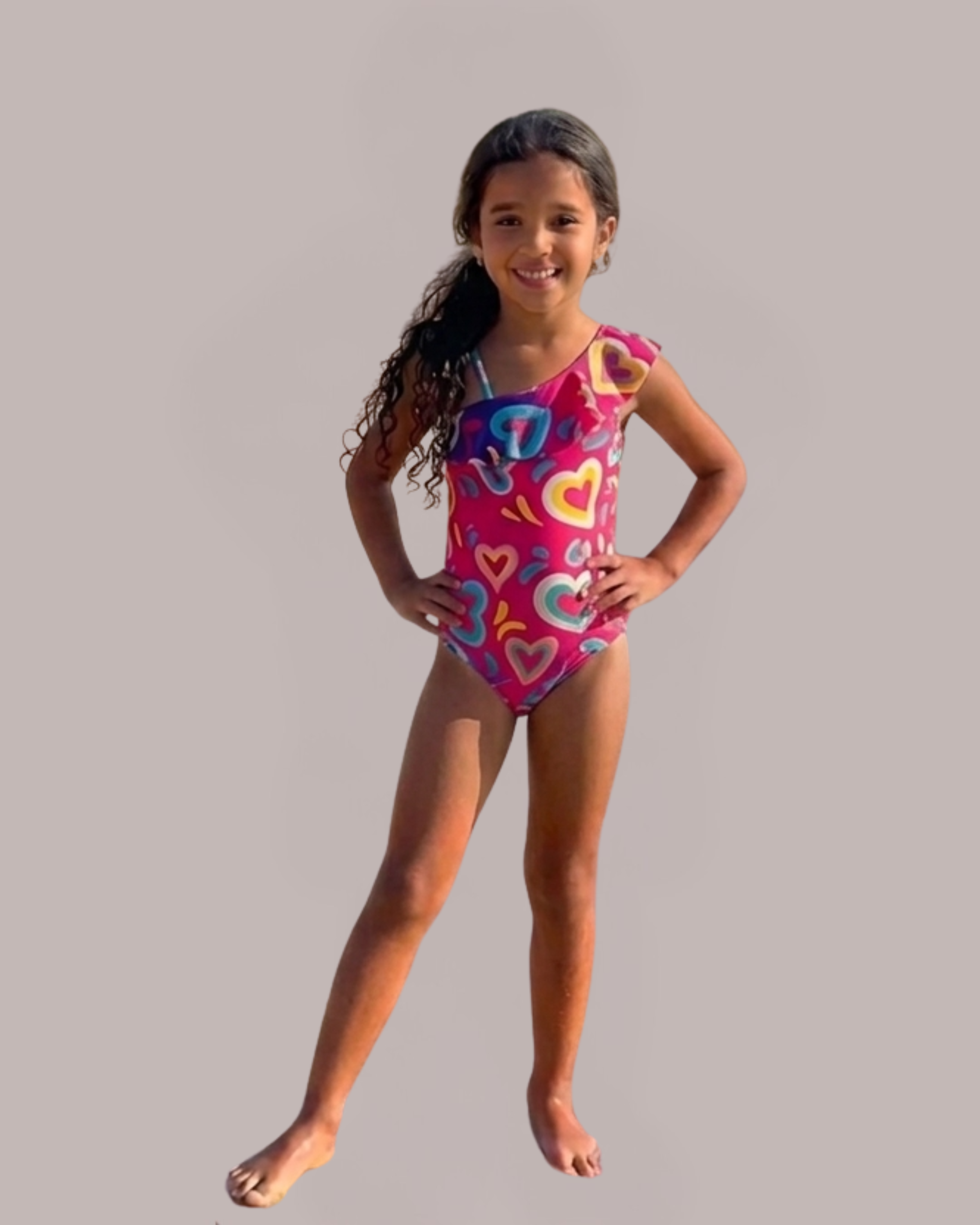 One Shoulder Hearts Swimsuit